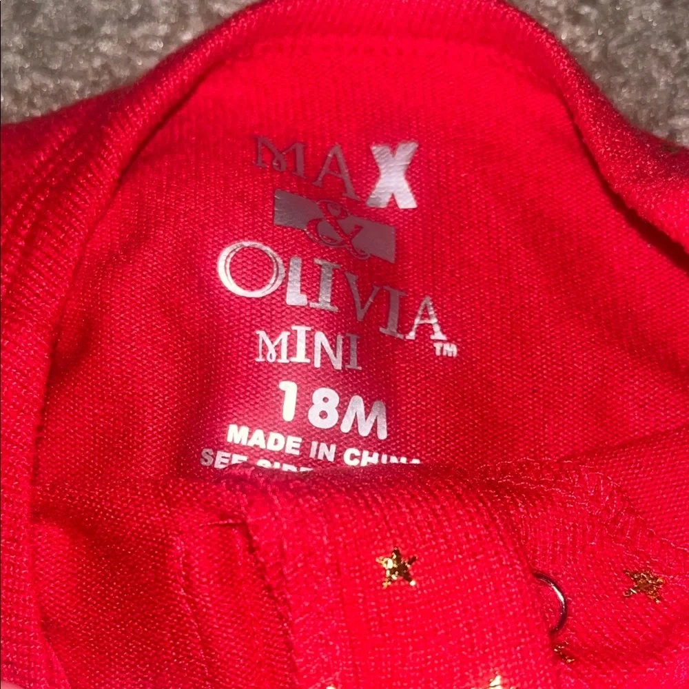 Red Starry Kids Pajamas Footed with Bear Lovey 18M NWT - Picture 4 of 5